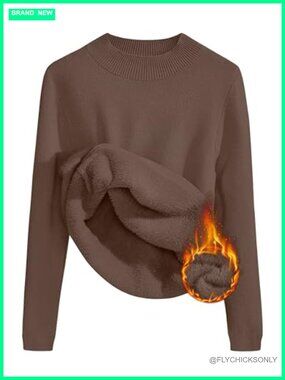 Sherpa Lined Turtleneck Sweater Slim Fit Winter Pullover